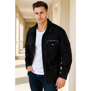 Boulder Creek  4XL Big  Black Utility Military Style Jacket Multiple Pockets